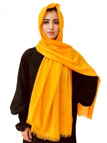 1 件时尚纯色轻质亚麻头巾，柔软舒适，适合冬季秋季日常穿着和装饰 - 彩色 - 查看 7