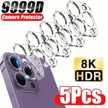 5入組完全覆蓋鏡頭保護玻璃，適用於iPhone 14 13 11 12 15 Pro Max背部相機鋼化玻璃膜，適用於iPhone 15 14 Plus 12 13 Mini - 無色 - 查看 1