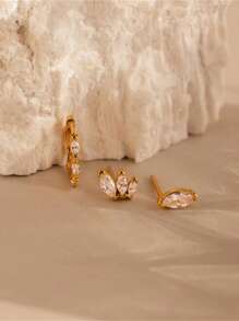 3 Singles Asymmetrical 925 Sterling Silver Earring For Women Stud Earring Suitable For Anniversary Bridal Jewelry Fine Jewelry - Silver - View 7