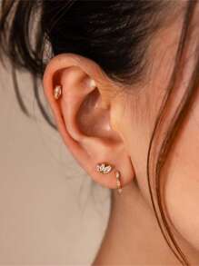 3 Singles Asymmetrical 925 Sterling Silver Earring For Women Stud Earring Suitable For Anniversary Bridal Jewelry Fine Jewelry - Silver - View 8