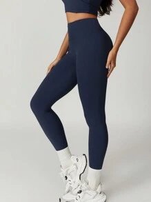 MASKERT 女士瑜伽健身高弹舒适亲肤紧身裤 - 藏蓝色 - 查看 3