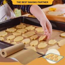 1 Roll, Heavy Duty Unbleached Parchment Paper Roll For Baking, Cooking, Grilling, Air Fryer And Steaming - Non-Stick, Silicone Oil Coated - Kitchen Accessories And Home Kitchen Items Back To School