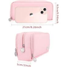 1 pieza Estuche de lápices y bolígrafos duradero con gran capacidad - Bolsa minimalista de papelería para la oficina, la escuela y los viajes - Organizador portátil con asa