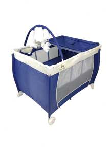 Cuna Corral Bebe Plegable,Mosquitero,Cambiador,Vibra,Sonido - Azul - Ver 4