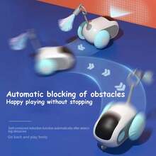 1入組遙控電動貓玩具2.0智能互動追逐車，智慧感應自動移動滾輪貓玩具，適用於室內貓咪，可USB充電 - 彩色 - 查看 3