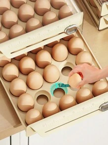 1層/2層，蛋類儲存盒，可堆疊的PET蛋類儲存組，多層蛋托容器，抽屜式蛋類儲存組織架，透明保鮮整理盒，適用於廚房及冰箱使用