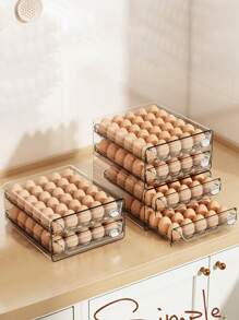 1層/2層，蛋類儲存盒，可堆疊的PET蛋類儲存組，多層蛋托容器，抽屜式蛋類儲存組織架，透明保鮮整理盒，適用於廚房及冰箱使用