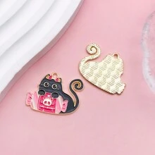 5/10入組萬聖節貓咪吊飾，卡哇伊鬼魂南瓜糖果黑貓吊飾，卡通動物寵物貓咪吊飾，適用於批量製作首飾