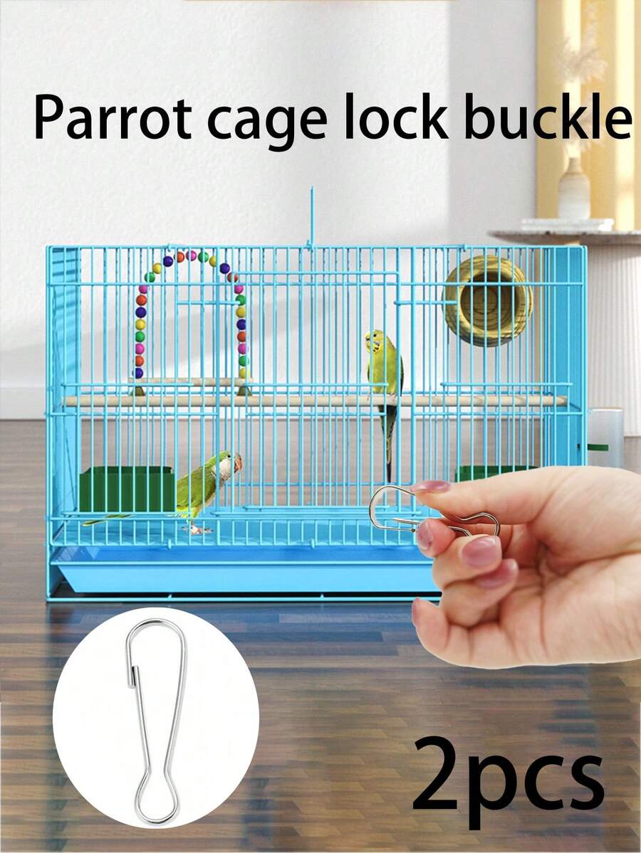 2pcs Parrot Anti-Escape Buckle For Bird Cage, Locking Clasp Escape-Proof Lock For Birdhouse Door - Multicolor - View 1