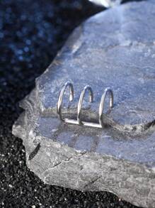 Thời trang và phổ biến 1 chiếc vòng bít tai tối giản cho nam bằng thép không gỉ để làm quà tặng trang sức và cho vẻ ngoài sành điệu - Bạc - Xem 6