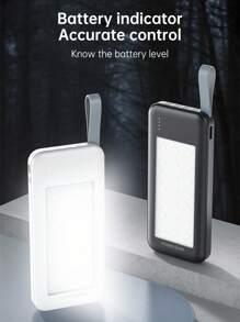 1 Pc 10000/20000/30000mAh 22.5W Combined Capacity Portable Power Bank With LED Strong Light, Built-In Charging Cable, Compatible With Type-C/Lightning/Micro Charging Outputs