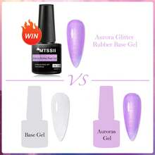 6 Cái/bộ 7Ml Auroras Đế Cao Su Gel Bộ Sơn Móng Tay Màu Tím Sữa Trắng Ngọc Trai Hiệu Ứng Bán Thường Trực Ngâm Tắt UV LED Móng Tay Nghệ Thuật Gel Dầu Bóng - Nhiều màu - Xem 10