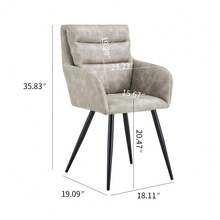 Modern PU Easy Cleaning Office/Home Chairs Set Of 2 Armrest & Backrest Comfortable Chairs Upholstered Chair With Black Metal Legs For Office Dining Room Kitchen Bedroom And Living Room