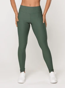 LOT FITNESS Elevate Women's Textured Ribbed Polyamide Gym Fitness Leggings - 綠色 - 查看 2