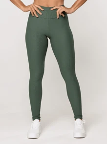 LOT FITNESS Elevate Women's Textured Ribbed Polyamide Gym Fitness Leggings - 綠色 - 查看 5