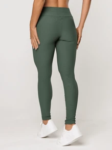 LOT FITNESS Elevate Women's Textured Ribbed Polyamide Gym Fitness Leggings - 綠色 - 查看 3