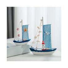 迷你帆船裝飾，1入組迷你帆船，復古海洋手工木質帆船裝飾，可作為家居裝飾小物的迷你帆船模型 - 彩色 - 查看 4