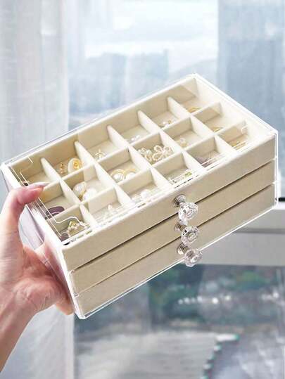 1 pieza Caja de almacenamiento con cajones de 3 capas y 18 compartimentos, caja de joyería de plástico transparente de gran capacidad y sencilla, ideal para fiestas de revelación de sexo, perfecta para cumpleaños, bodas, fiestas, el regalo perfecto para colegas, amigos y familiares, vuelta al cole