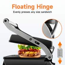 Pukomc 3-In-1 Breakfast Panini Press Electric Indoor Grill - Features Non-Stick Baking Tray, Temperature Control Knob, 180-Degree Hinge For Easy Opening, Accommodates Various Ingredients, Includes Drip Tray. - Black - View 4
