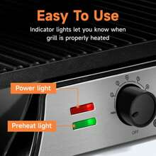 Pukomc 3-In-1 Breakfast Panini Press Electric Indoor Grill - Features Non-Stick Baking Tray, Temperature Control Knob, 180-Degree Hinge For Easy Opening, Accommodates Various Ingredients, Includes Drip Tray. - Black - View 3