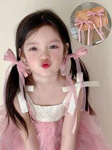 2 chiếc kẹp tóc công chúa dễ thương và đáng yêu cho bé gái, kẹp tóc nơ nhiều lớp phong cách múa ba lê cổ điển cho nữ sinh siêu tiên, trang trí tóc đuôi ngựa cho mùa tựu trường, trang phục hàng ngày, tiệc tùng, khiêu vũ khiêu vũ, quà tặng - 2 chiếc kẹp tóc nơ ruy băng ren - Xem 2