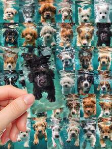 50入組游泳狗塗鴉貼紙，防水PVC卡通裝飾禮品筆記本電腦手機吉他滑板DIY貼紙 - 彩色 - 查看 6