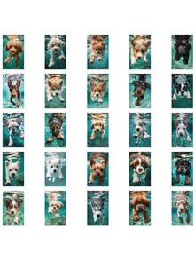 50入組游泳狗塗鴉貼紙，防水PVC卡通裝飾禮品筆記本電腦手機吉他滑板DIY貼紙 - 彩色 - 查看 8