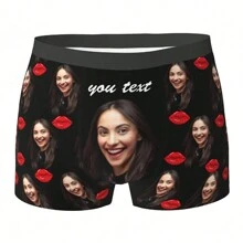 Customized Men's Underwear, Personalized Photo Printed Boxer Briefs With Wife's Portrait, Funny Gift For Husband Or Boyfriend Fashion,Adorable,Contracted,Funny,Cozy Custom,Personalized,Unique,Customized Finds,Winter Fashion,Christmas Gift,Personalized Gifts For Men Ideal Gifts For Him Boyfriend,Friends Bedroom,For Weddings,For Christmas,For Winter,For Fall/Autumn,For Holiday,For Anniversaries,For Birthdays,Customized Men Underwear,Chic Autumn