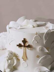 2 件基督教十字架形亚克力蛋糕装饰，上帝保佑蛋糕插旗，派对烘焙用品， - 金色 - 查看 9