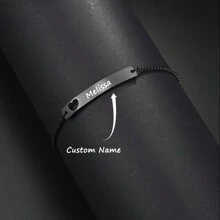 Silver Hollow Butterfly Carved Bracelet, Unisex, DIY Customized Carved Bracelet Set, Stainless Steel Material, High-Quality Curved Brand Customized Bracelet - Black Heart Bracelet - View 8