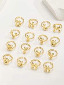 1件時尚鍍銅18K金光澤氣泡氣球可愛A-Z 26個英文字母戒指，適合女士日常佩戴字母戒指