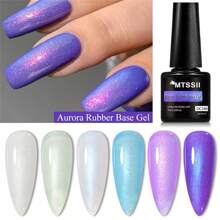 6 Cái/bộ 7Ml Auroras Đế Cao Su Gel Bộ Sơn Móng Tay Màu Tím Sữa Trắng Ngọc Trai Hiệu Ứng Bán Thường Trực Ngâm Tắt UV LED Móng Tay Nghệ Thuật Gel Dầu Bóng - Nhiều màu - Xem 2