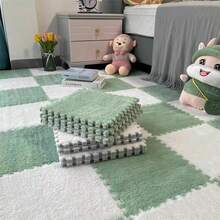 6pcs Room Carpet For Master Bedroom, Anti-Slip Full Coverage Bedside Rug For Living Room And Bedroom Interlocking Mat - Multicolor - View 2