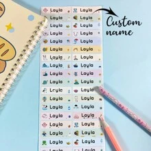 100pcs Customized Name Stickers With Cartoon Animals For School Stationery, Waterproof Personalized Labels, Waterproof, Seal, No-Iron, Reusable, Adhesive Exquisite, Cute, Adorable, Colorful Custom, Personalized, Unique Ideal Gifts For Him Her, Family, Friends, Son, Daughter, School Students, Kids For Anniversaries, For Children's Day, For Birthdays School, Home, Valentine Day, Valentine Day Decor Graduation
