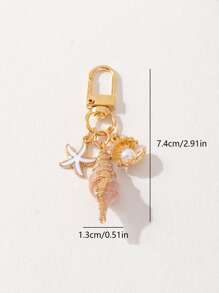 1 件天然不对称海螺和海星包袋吊坠 - 香檳色 - 查看 3