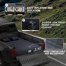 Umbrauto Truck Bed Inflatable Air Mattress For 5.5'-5.8' Full Size Pickup Truck Tent Air Beds With Built-In Rechargeable Electric Air Pump For Outdoor Camping - 黑色 - 查看 5