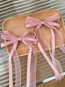 2 chiếc kẹp tóc công chúa dễ thương và đáng yêu cho bé gái, kẹp tóc nơ nhiều lớp phong cách múa ba lê cổ điển cho nữ sinh siêu tiên, trang trí tóc đuôi ngựa cho mùa tựu trường, trang phục hàng ngày, tiệc tùng, khiêu vũ khiêu vũ, quà tặng - 2 chiếc kẹp tóc nơ ruy băng ren - Xem 6