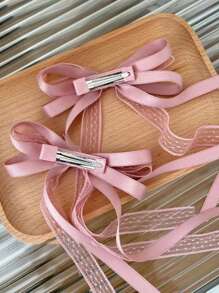 2 chiếc kẹp tóc công chúa dễ thương và đáng yêu cho bé gái, kẹp tóc nơ nhiều lớp phong cách múa ba lê cổ điển cho nữ sinh siêu tiên, trang trí tóc đuôi ngựa cho mùa tựu trường, trang phục hàng ngày, tiệc tùng, khiêu vũ khiêu vũ, quà tặng - 2 chiếc kẹp tóc nơ ruy băng ren - Xem 5