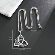 1pc Mysterious Occultism Stainless Steel Triangle Knot Moon Phase Wrapped Men's Pendant Necklace - Steel - View 4