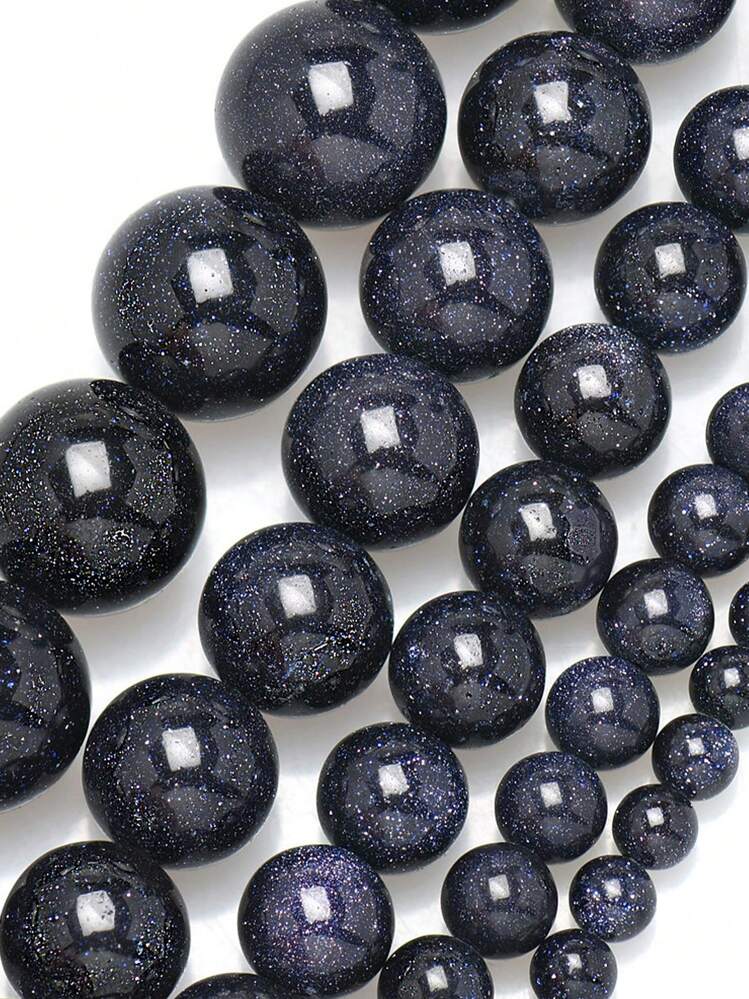 6/8/10mm Natural Blue SandStone Beads Round Loose Beads - Jewelry Making Diy Accessories - For Women Men Jewelry Bracelet Necklace Bracelet Earring Making - Blue Gold Sand Beads - View 4