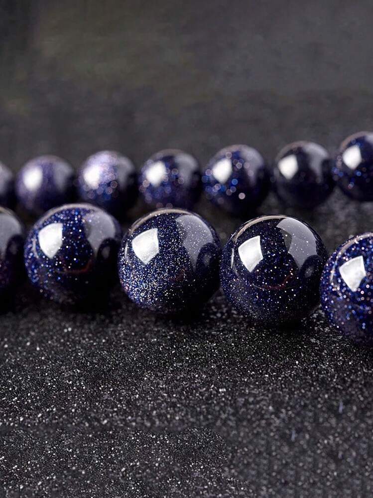 6/8/10mm Natural Blue SandStone Beads Round Loose Beads - Jewelry Making Diy Accessories - For Women Men Jewelry Bracelet Necklace Bracelet Earring Making - Blue Gold Sand Beads - View 1