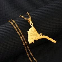 1pc Eritrea Map With City Name Pendant Necklaces Women Girls Silver Color/Gold Color Jewelry African Map Of Eritrean - Multicolor - View 11
