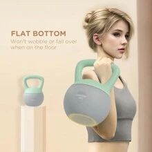 SPORTNOW Soft Kettlebell, Kettle Bell With Non-Slip Handle For Home Gym Weight Lifting And Strength Training, Grey And Green - Green - View 2