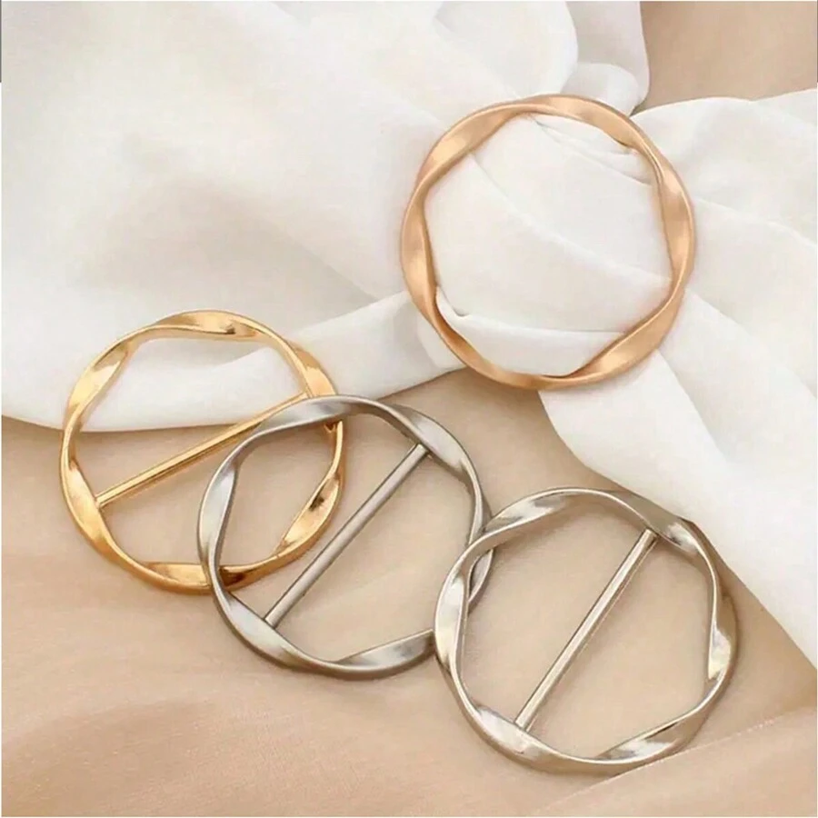 5pcs Silk Scarf Ring Set With Metal Clip For Women - Stylish Metal Scarf Rings Safely Fasten Scarves And Wraps - Multicolor - View 1