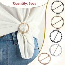 5pcs Silk Scarf Ring Set With Metal Clip For Women - Stylish Metal Scarf Rings Safely Fasten Scarves And Wraps - Multicolor - View 5