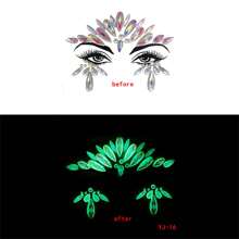 1pc  Face 3d Rhinestone Temporary TattooSticker, One Glow In The Dark For Cosplay,Party Decoration