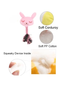 1入寵物狗玩具，帶聲音繩索咬咬玩具，毛絨泰迪小狗，適用於像比熊這樣的中小型品種