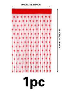 Rèm bảng điều khiển Sheer hoa văn trái tim, Rèm polyester lọc ánh sáng riêng tư cho gia đình - Đỏ - Xem 3