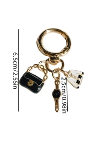 HAILIAN 1入合金材質女式手錶/手提包/服裝/鑰匙扣配飾，適用於鑰匙扣，手提包裝飾，汽車鑰匙扣，禮物，最好的朋友，情侶和包配對。 - 白色 - 查看 2