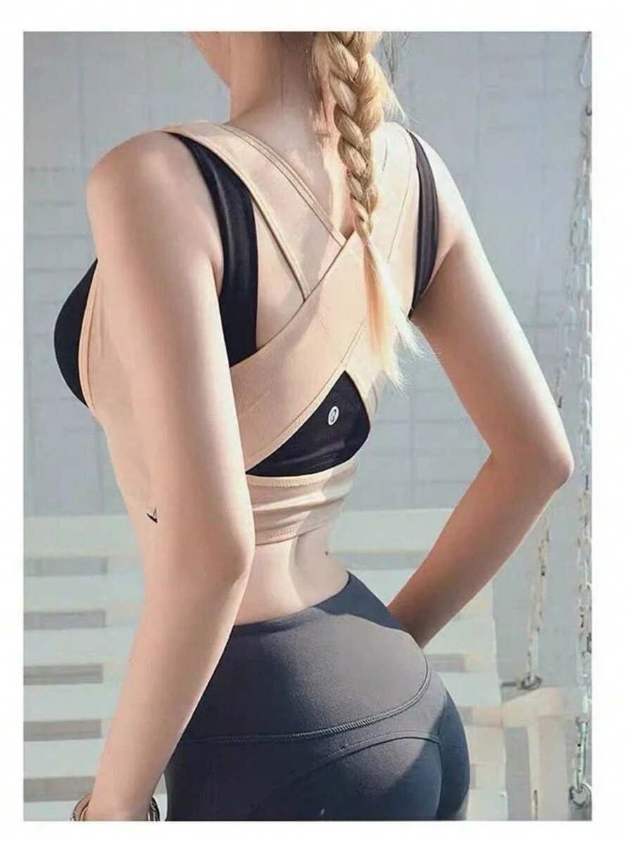 1pc Posture Correcting Shapewear Top, Adjustable Cross-Cross Front Compression Undergarment, Corrective Camisole For Women, Chest Shaping Underwear, Sports Compression Tank Top, Correction Aid For Sitting Posture And Hunchback Gym Accessories